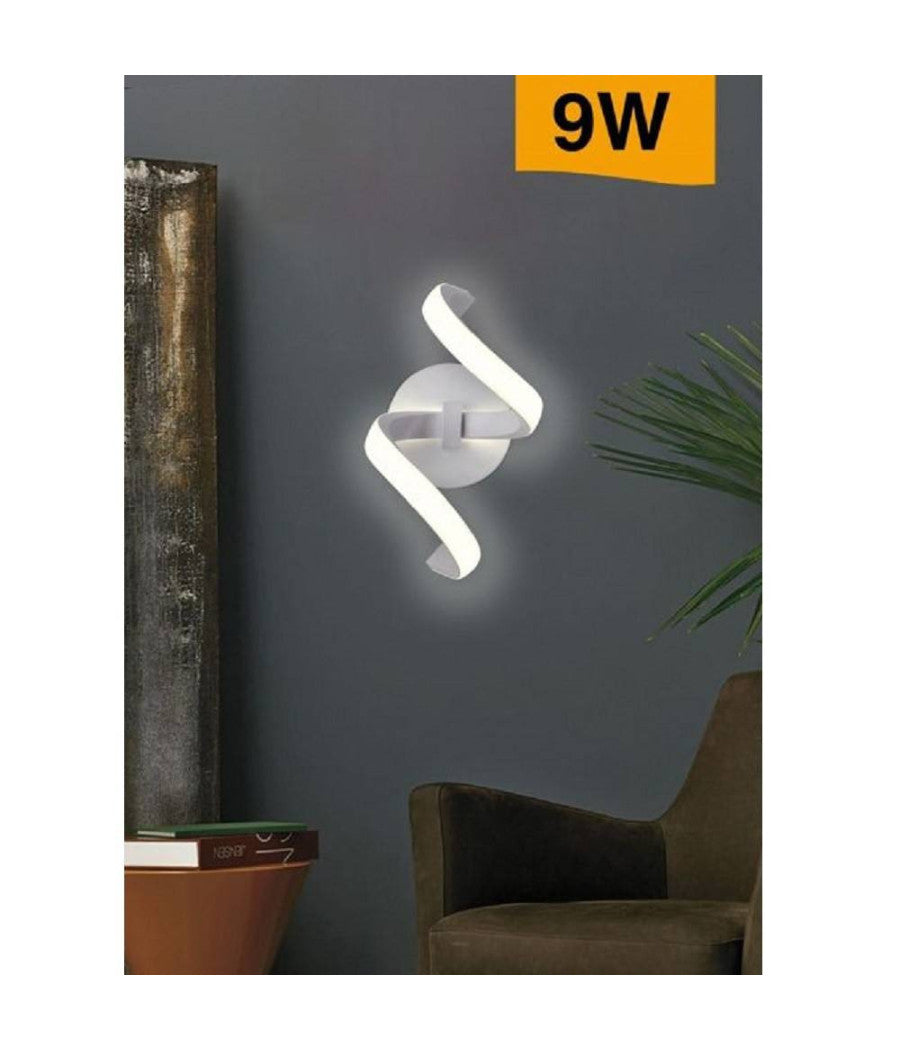 Applique A Parete Stilizzato 9 W Spirale Bianca Tre Colorazioni Di Luce E58-b3c         
