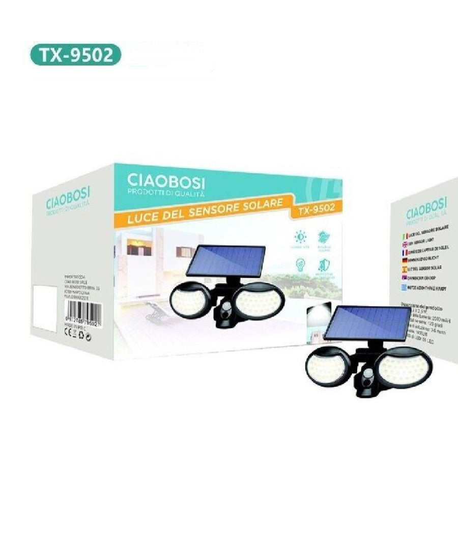 Applique Ad Induzione Solare 10 W Con Sensore Movimento Luce Led Ip67 Tx-9502         