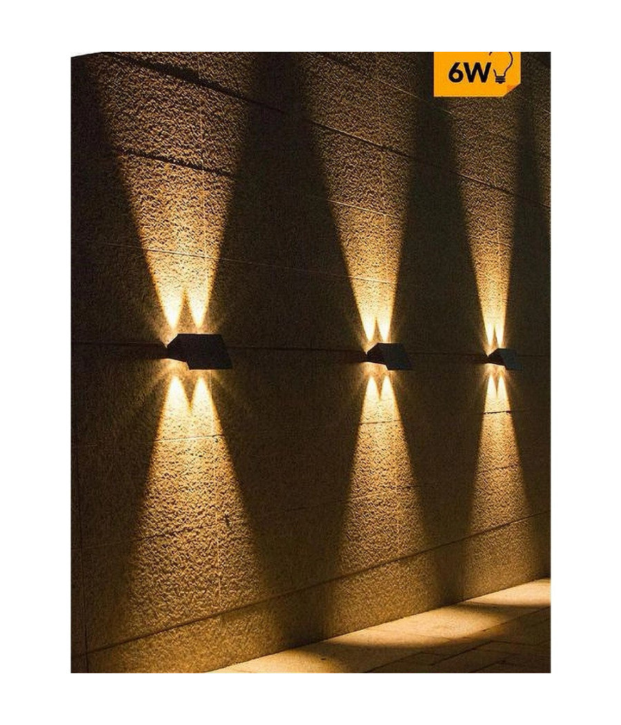 Applique Biemissione Led Lampada Solare Parete Ip65 Luce 3000k 6500k Nero Yh0616         