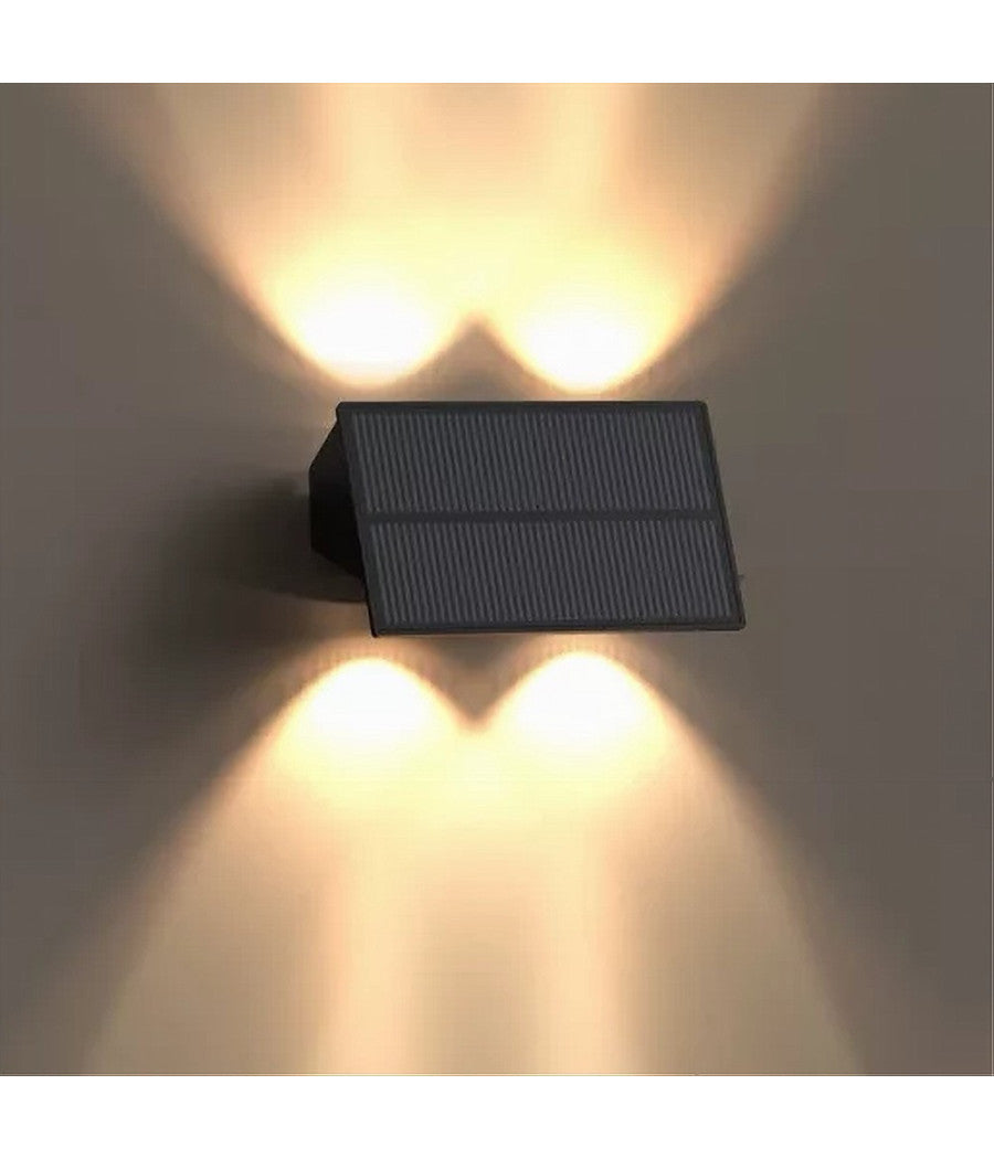 Applique Biemissione Led Lampada Solare Parete Ip65 Luce 3000k 6500k Nero Yh0616         