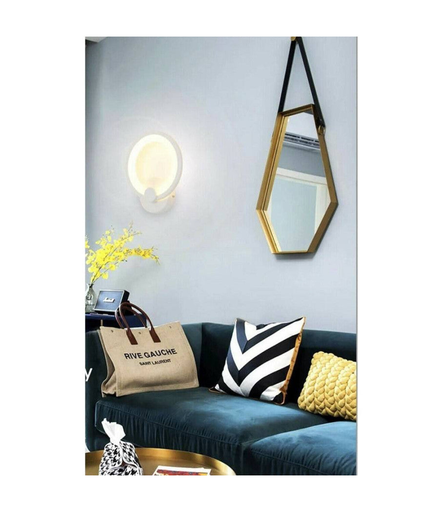 Applique Cerchio 10 Watt Parete Abat Jour Luce Fredda Calda Naturale 6551 E27  -bianco Caldo      -