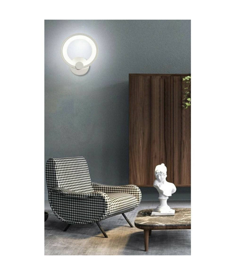 Applique Cerchio 10 Watt Parete Abat Jour Luce Fredda Calda Naturale 6551 E27         