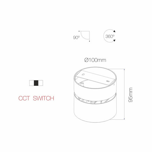 Applique Concord Tricolore da 14w a led orientabile rotonda nera