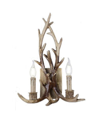 Applique Country A Forma Di Corna Di Cervo Lampada Muro Retro 2 Portalampada E45  Marrone       