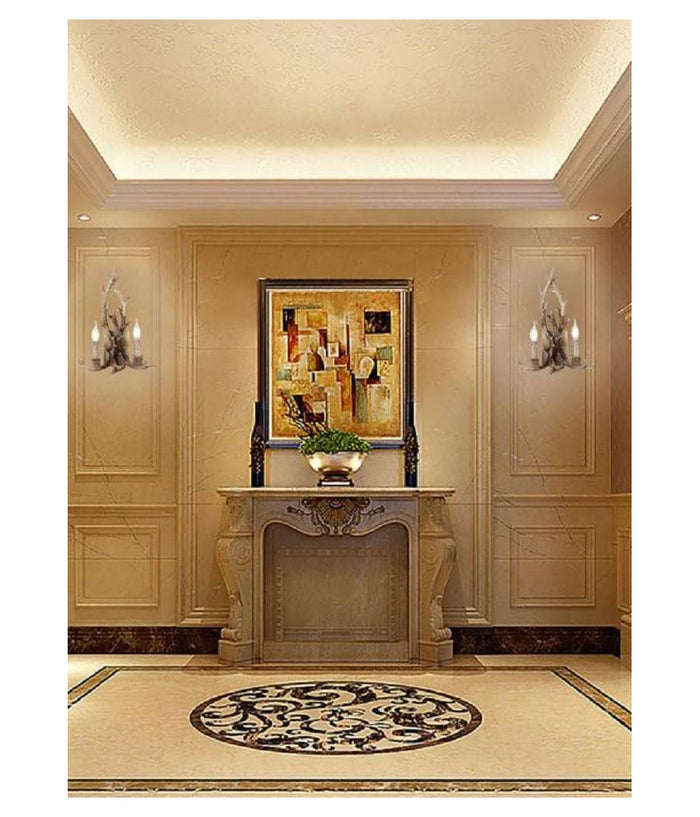 Applique Country A Forma Di Corna Di Cervo Lampada Muro Retro 2 Portalampada E45  Marrone       