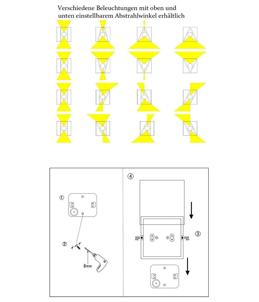 Applique Cubo Led Impermeabile Da Esterno Da Parete In Alluminio Da 10w 1200 Lmn         