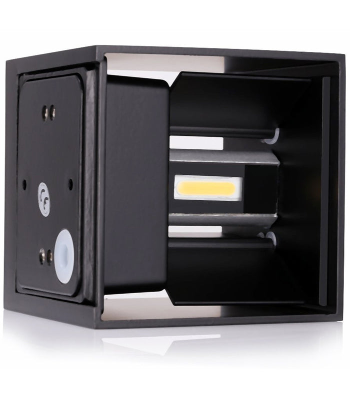 Applique Cubo Led Impermeabile Da Esterno Da Parete In Alluminio Da 10w 1200 Lmn  -bianco Caldo      -