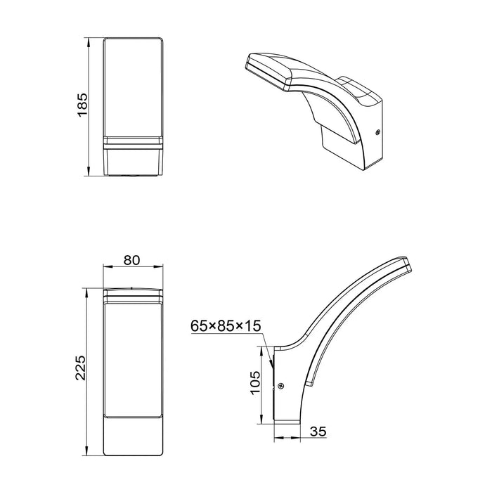 LÚZETE - APPLIQUE DA ESTERNO 12,5W 4000K ANTRACITE IP44 LIRIO