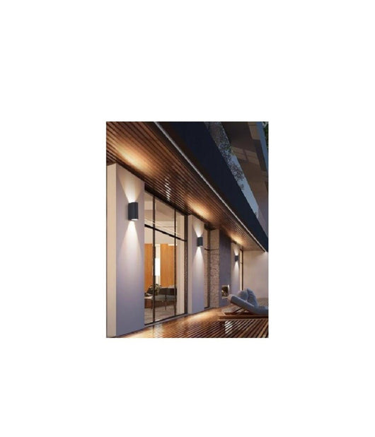 Applique Da Esterno Cilindro Up&down Lampada Da Parete Giardino 2xgu10 Ip65 Es14  Nero       