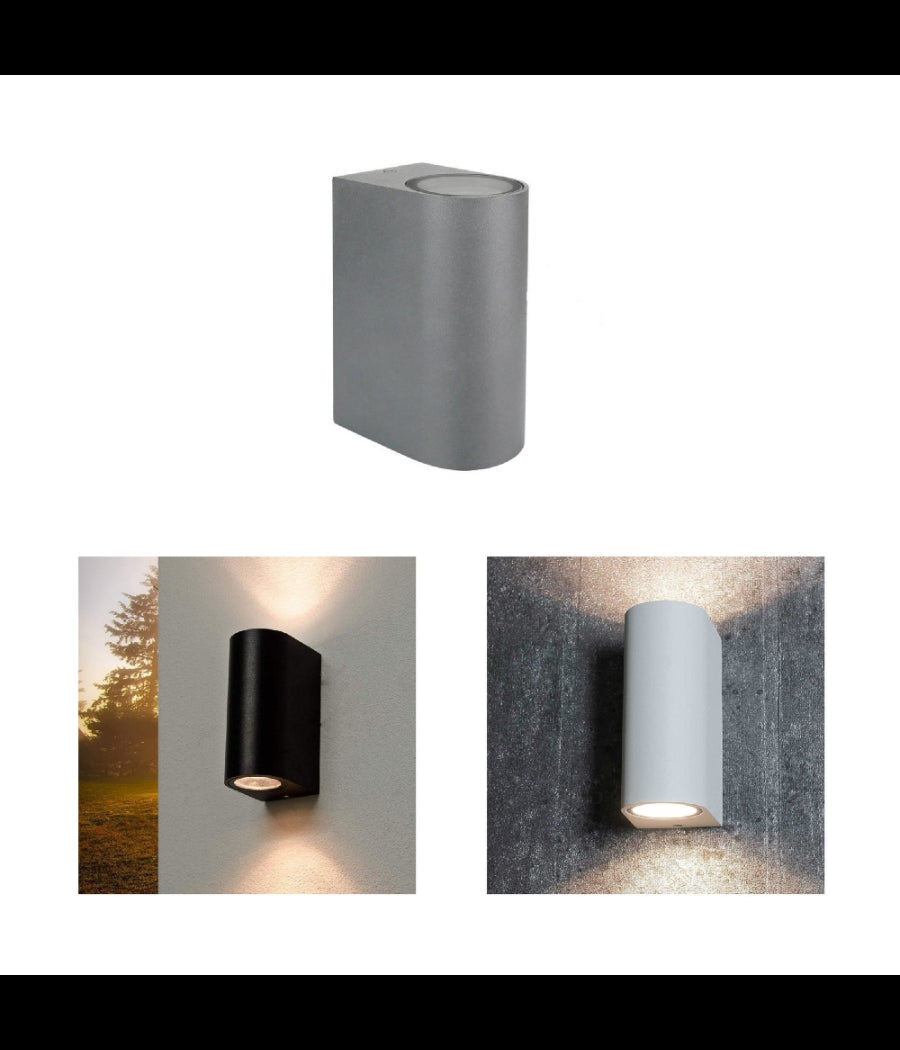 Applique Da Esterno Cilindro Up&down Lampada Da Parete Giardino 2xgu10 Ip65 Es14         