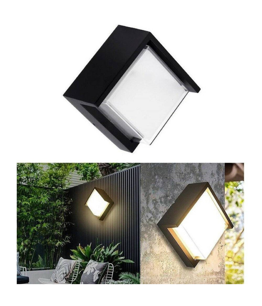 Applique Da Esterno E Interno Lampada Moderna Per Parete Quadra Ip65 Faretto 12w         