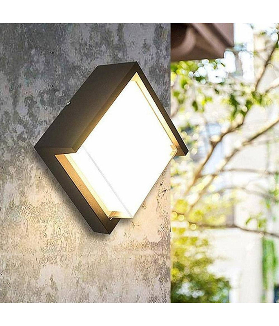 Applique Da Esterno E Interno Lampada Moderna Per Parete Quadra Ip65 Faretto 12w         