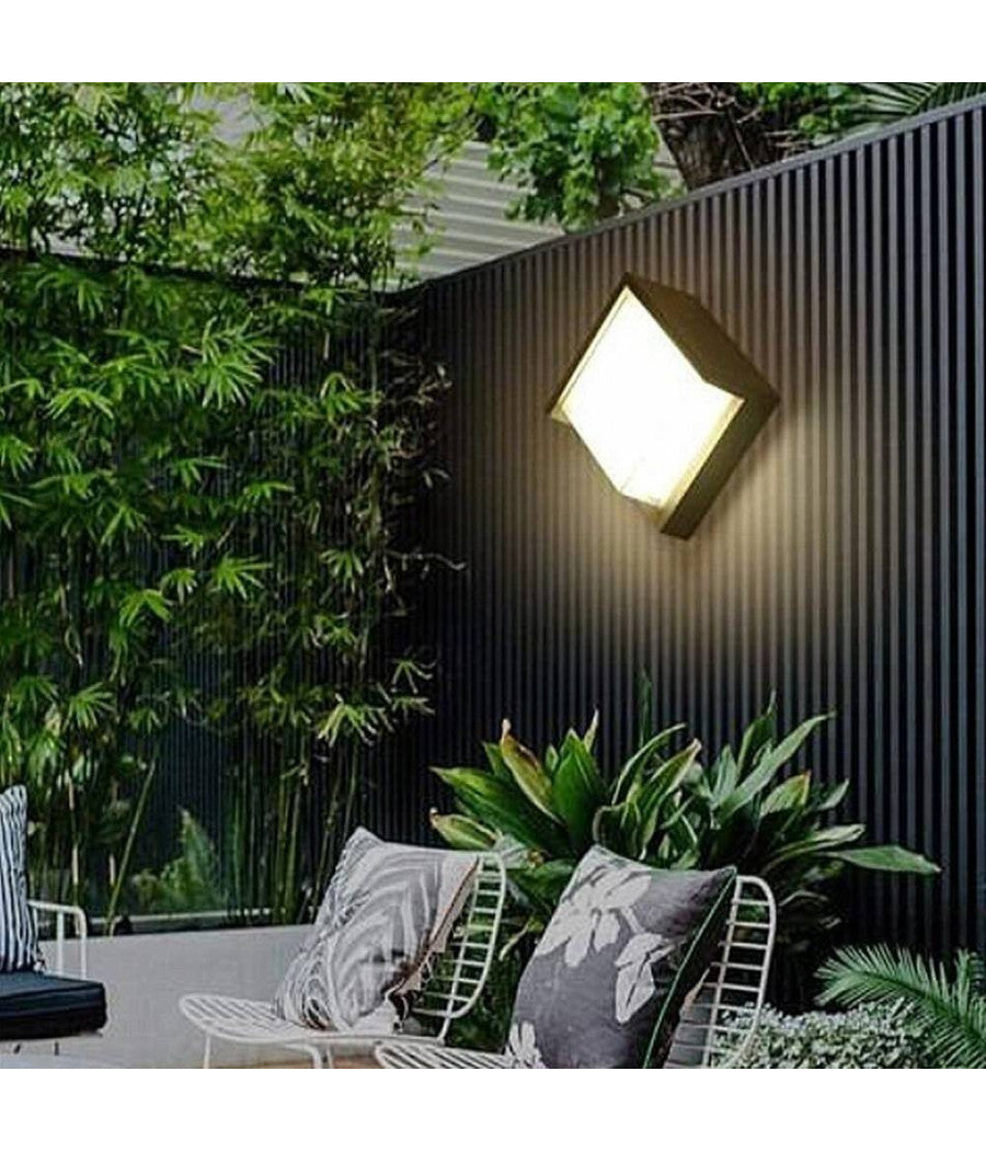 Applique Da Esterno E Interno Lampada Moderna Per Parete Quadra Ip65 Faretto 12w         
