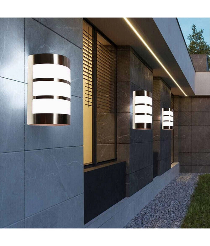 Applique Da Esterno In Acciaio A Fasce Attacco E27 Lampada Da Parete Ip44 S250-a         