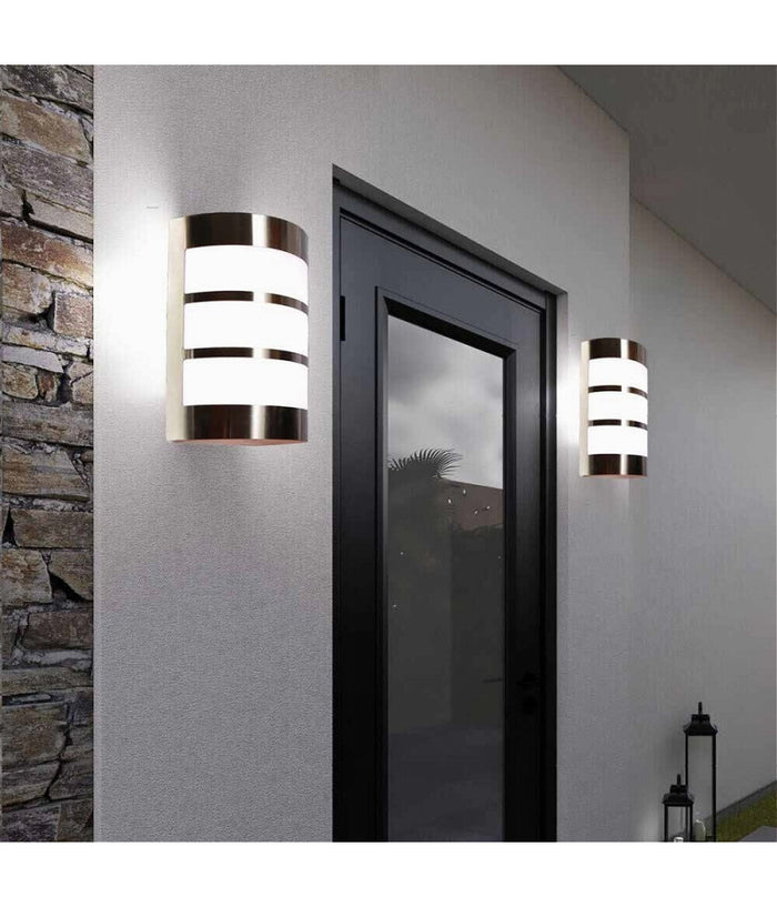 Applique Da Esterno In Acciaio A Fasce Attacco E27 Lampada Da Parete Ip44 S250-a         