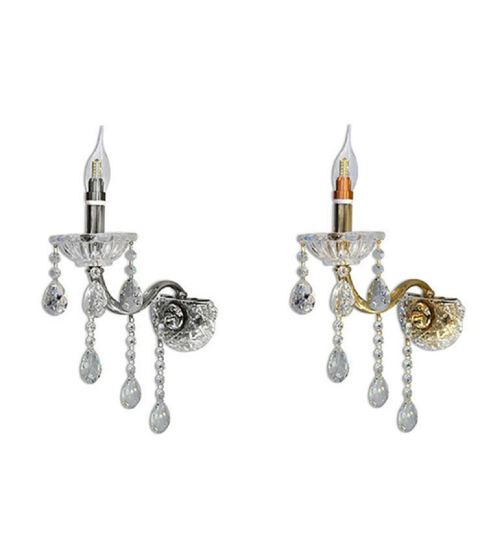 Applique Da Muro Candelabro Gocce Pendenti Cristallo Acrilico Attacco E14 E34         
