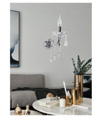 Applique Da Muro Candelabro Gocce Pendenti Cristallo Acrilico Attacco E14 E34         