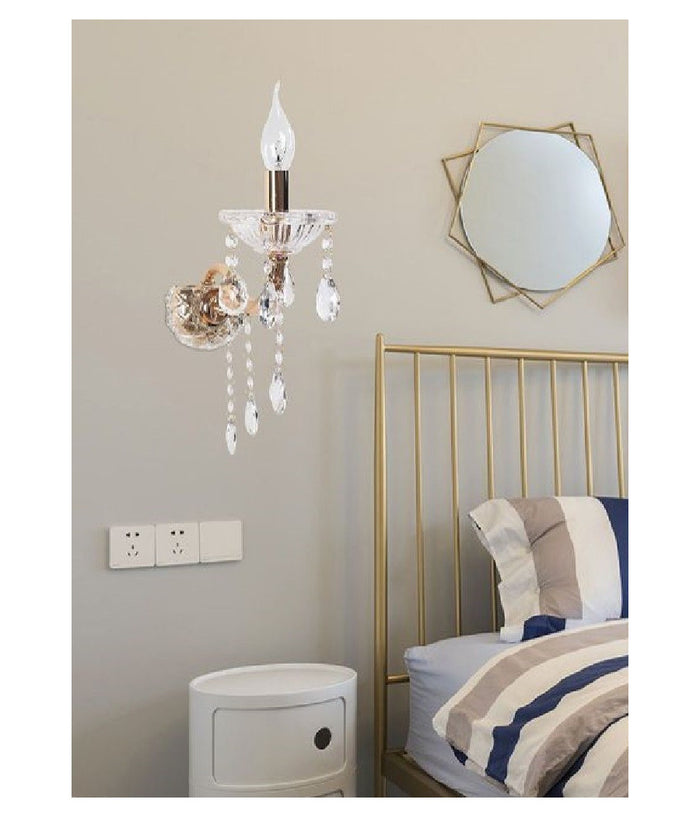 Applique Da Muro Candelabro Gocce Pendenti Cristallo Acrilico Attacco E14 E34         