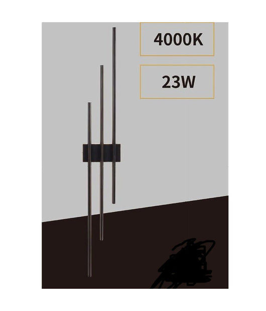 Applique Da Muro Led 23w Moderna 3 Linee Verticali Nero Luce Calda Naturale Aq13         