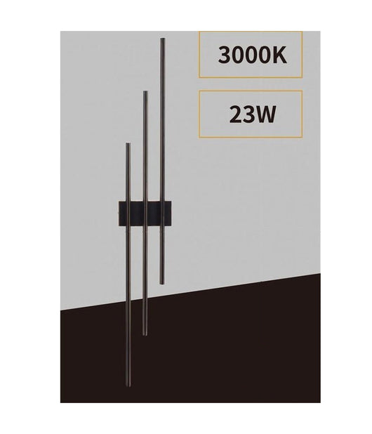 Applique Da Muro Led 23w Moderna 3 Linee Verticali Nero Luce Calda Naturale Aq13  -bianco Caldo      -
