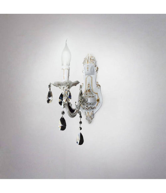 Applique Da Muro Parete Classica 1 Braccio Attacco E14 Cristalli Pendenti E01-1         