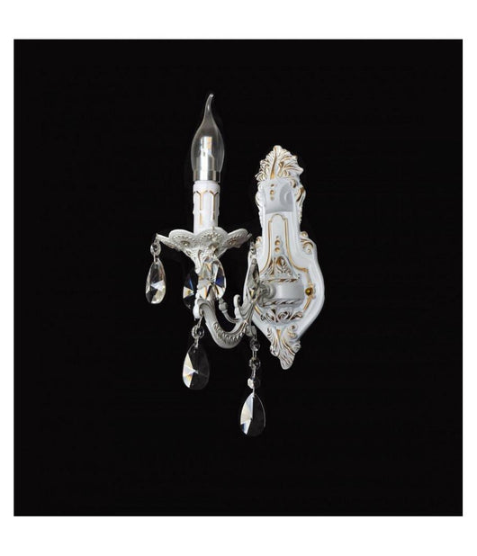 Applique Da Muro Parete Classica 1 Braccio Attacco E14 Cristalli Pendenti E01-1         