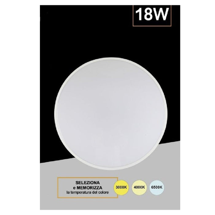 Trade Shop - Applique Da Muro Parete Led Rotondo 18w Ip44 Tre Temperature Di Luce Es-pn300-3c -