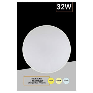 Trade Shop - Applique Da Muro Parete Led Rotondo 32 W Ip44 3 Temperature Di Luce Es-pn380-3c -