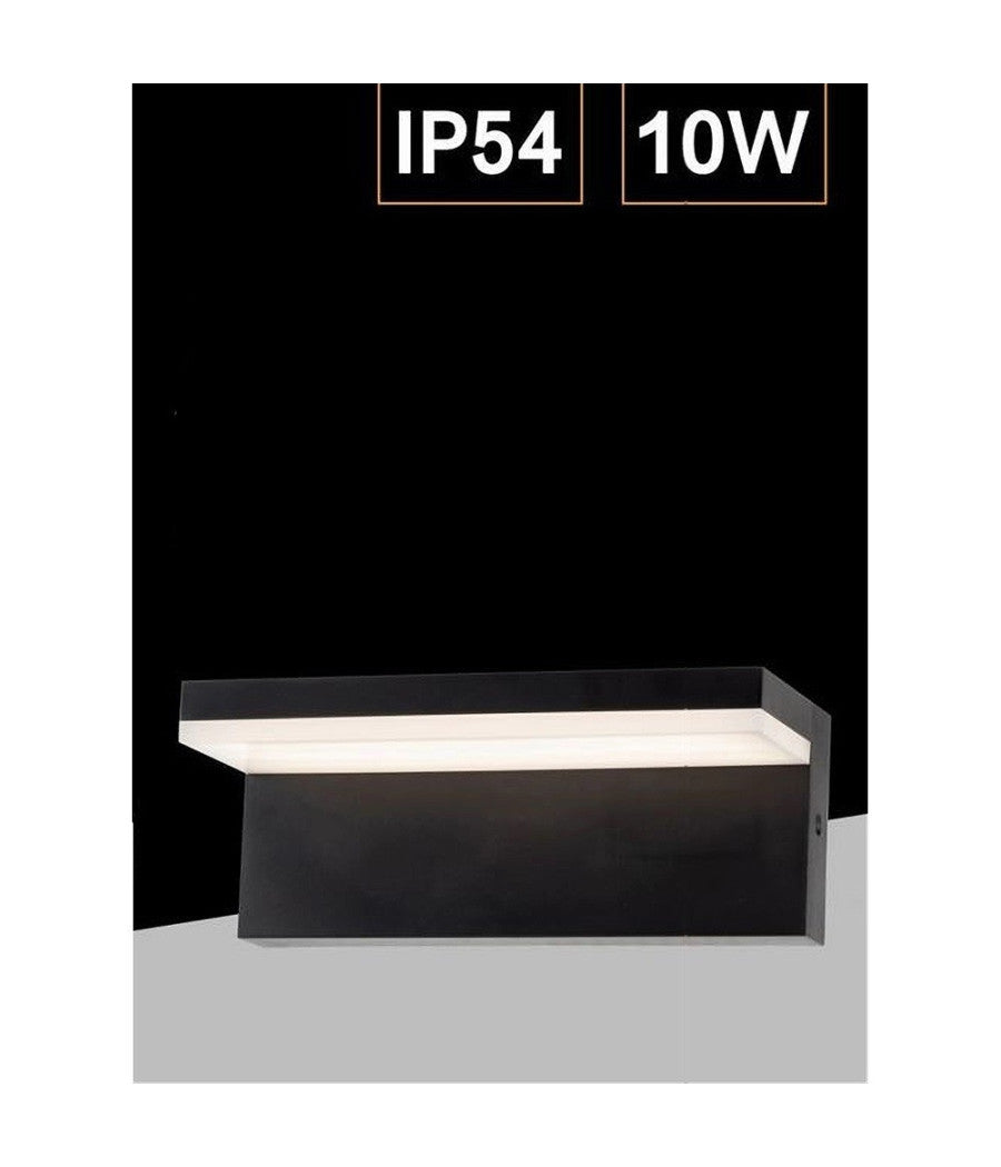 Applique Da Muro Per Esterno Led 10 W Lampada Da Parete Nero Facciata Ip54 B82-n  -bianco Caldo      -