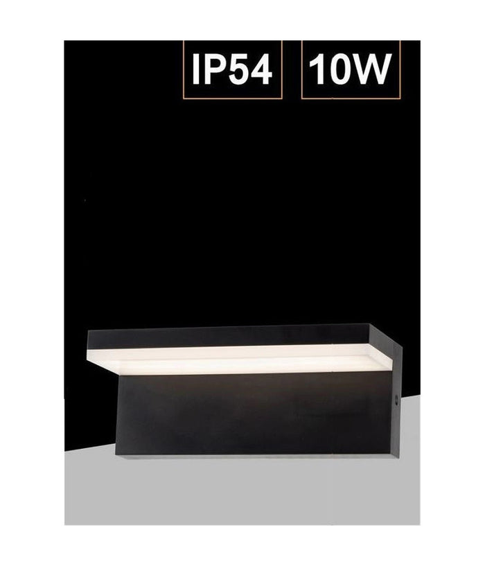 Applique Da Muro Per Esterno Led 10 W Lampada Da Parete Nero Facciata Ip54 B82-n  -bianco Naturale      -