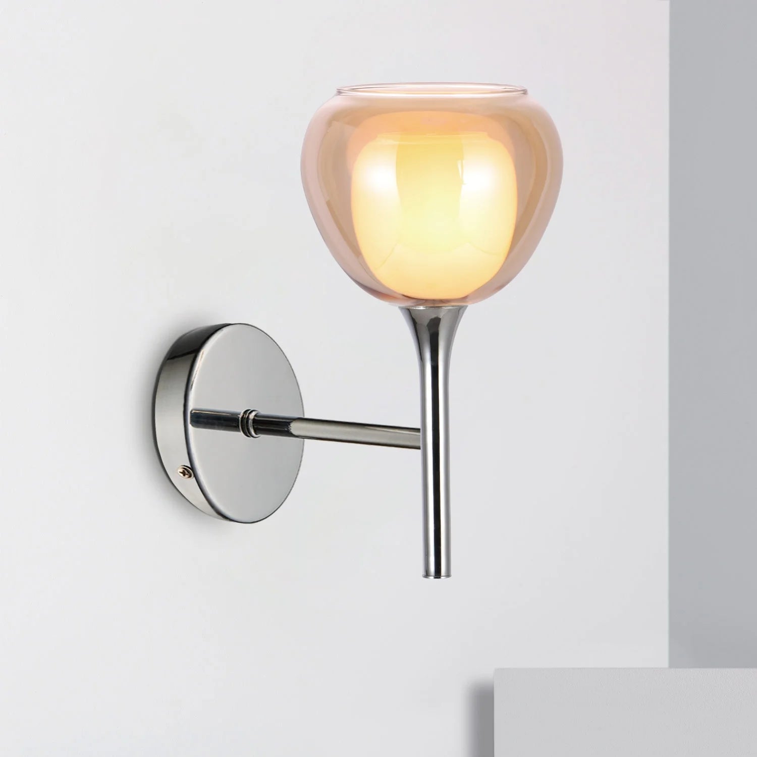 LÚZETE - APPLIQUE DA PARETE 1 LUCE CRISTALLO ESTERNO AMBRA INTERNO BIANCO NOLINA