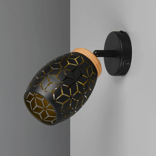 LÚZETE - APPLIQUE DA PARETE 1 LUCE METALLO NERO E14 BIRKITA