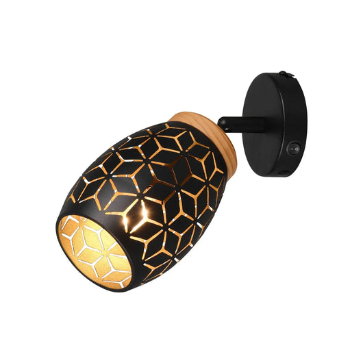 LÚZETE - APPLIQUE DA PARETE 1 LUCE METALLO NERO E14 BIRKITA