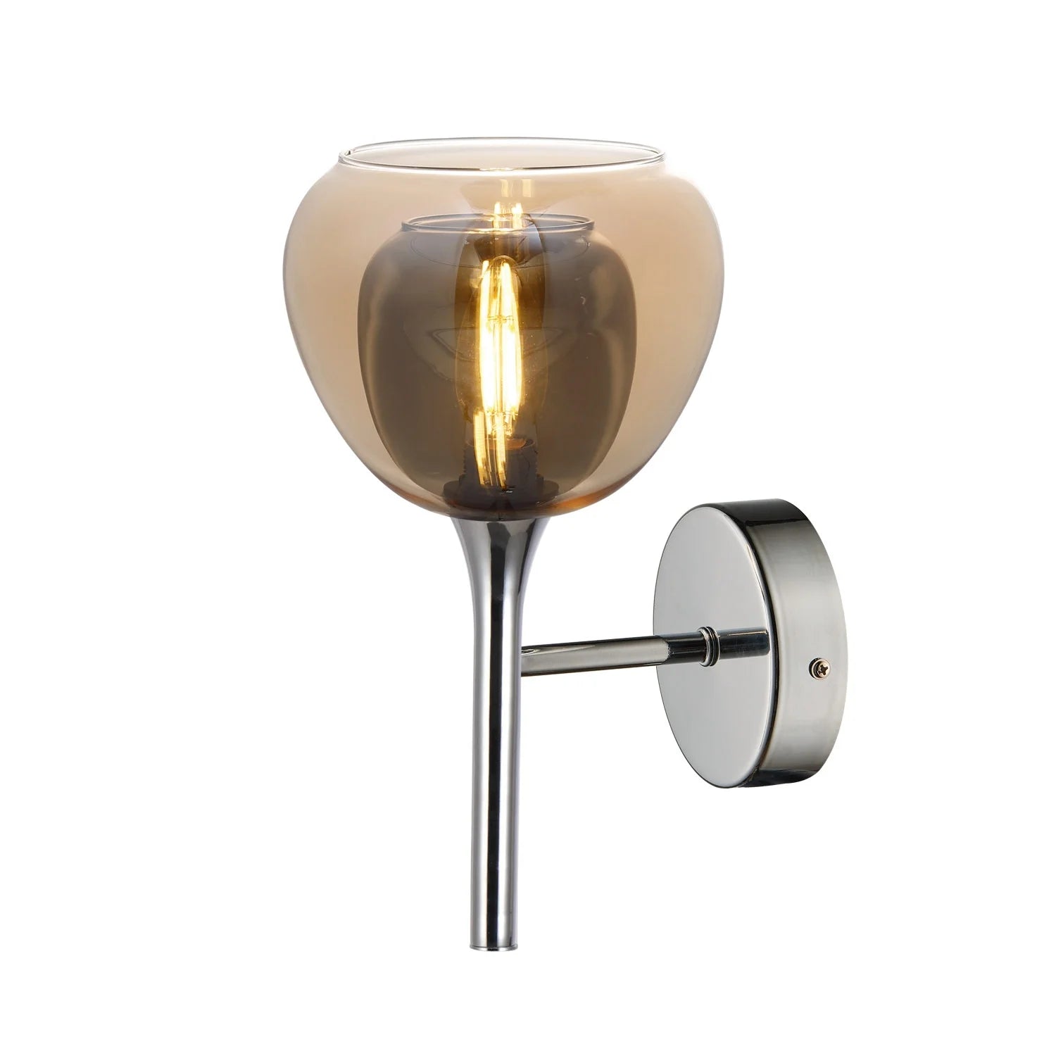 LÚZETE - APPLIQUE DA PARETE 1 LUCE VETRO EXTERIOR AMBRA INTERNO FUMÉ NOLINA