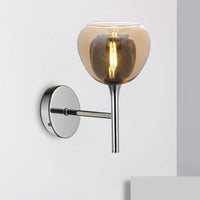 LÚZETE - APPLIQUE DA PARETE 1 LUCE VETRO EXTERIOR AMBRA INTERNO FUMÉ NOLINA