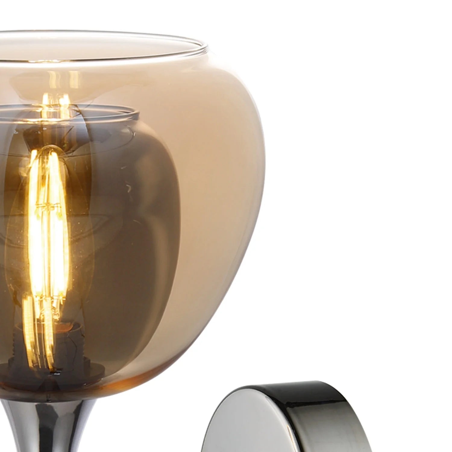 LÚZETE - APPLIQUE DA PARETE 1 LUCE VETRO EXTERIOR AMBRA INTERNO FUMÉ NOLINA