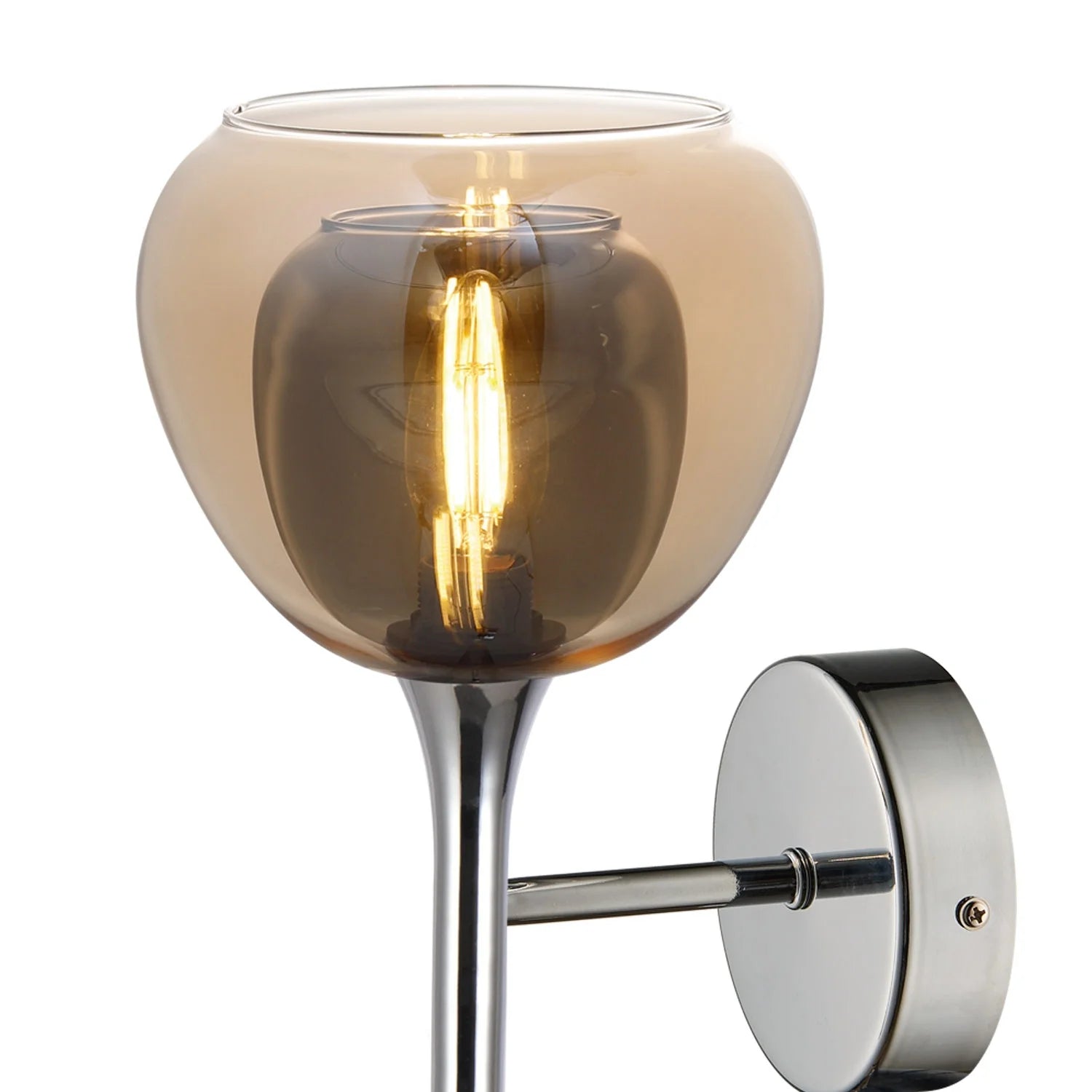 LÚZETE - APPLIQUE DA PARETE 1 LUCE VETRO EXTERIOR AMBRA INTERNO FUMÉ NOLINA