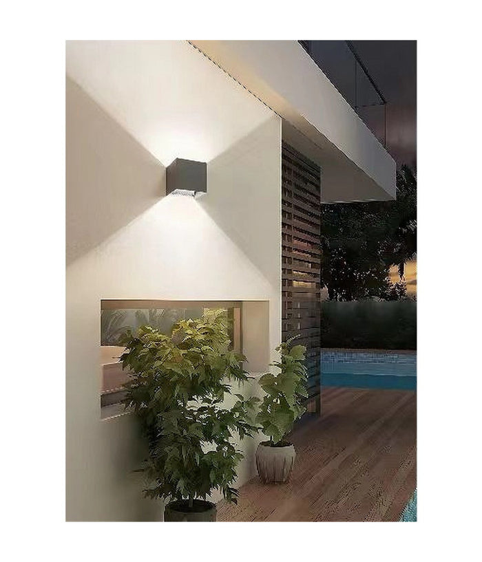 Applique Da Parete 22watt Grigio Per Esterno Doppia Emissione Luminosa Ip65 Es66  -bianco Naturale      -