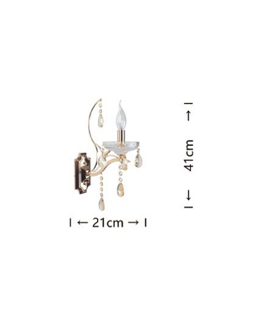 Applique Da Parete Classica 1 Braccio Attacco E14 Cristalli Pendenti Gocce E68-1         