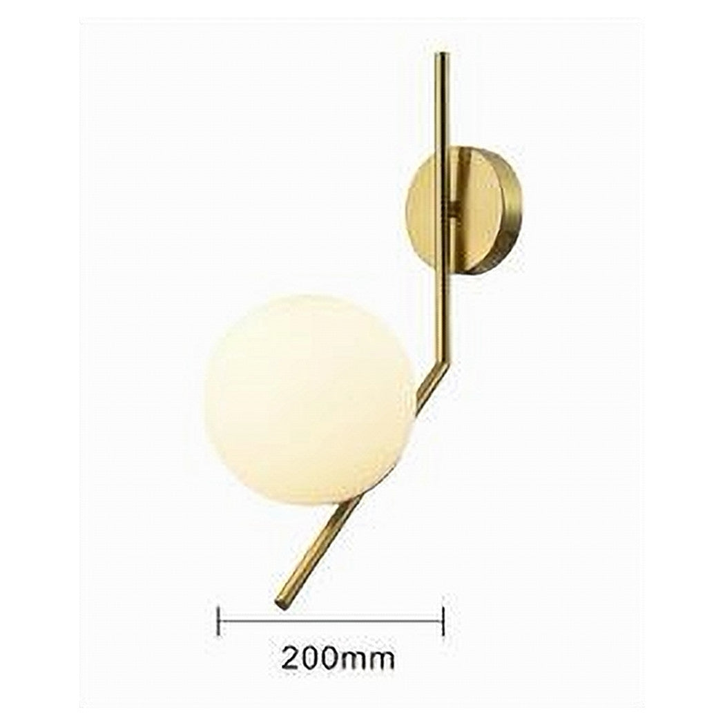 Trade Shop - Applique Da Parete Con Sfera In Vetro Bianco Attacco E27 Metallo Oro Lampada 32804         