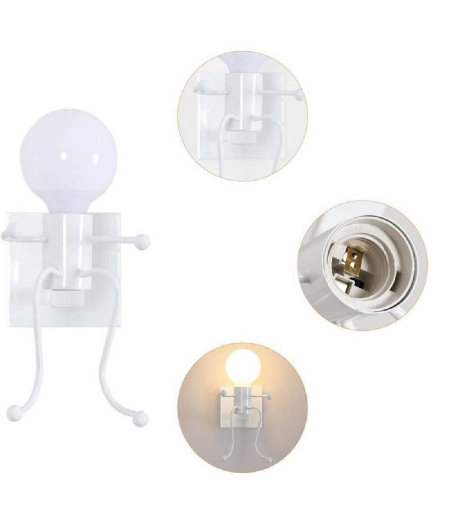 Applique Da Parete Decorativo Forma Di Omino Seduto In Metallo Attacco E27 Aq51         