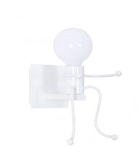 Applique Da Parete Decorativo Forma Di Omino Seduto In Metallo Attacco E27 Aq51  Bianco       