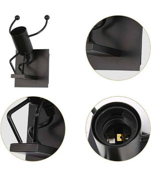 Applique Da Parete Decorativo Forma Omino Che Salta In Metallo Attacco E27 Aq50  Nero       