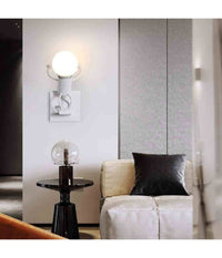 Applique Da Parete Decorativo Forma Omino Che Salta In Metallo Attacco E27 Aq50  Bianco       