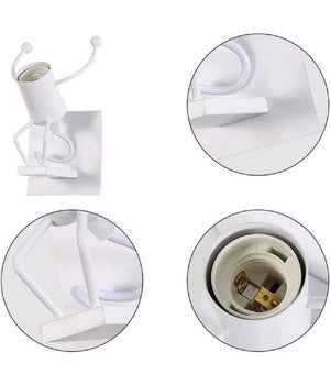 Applique Da Parete Decorativo Forma Omino Che Salta In Metallo Attacco E27 Aq50         