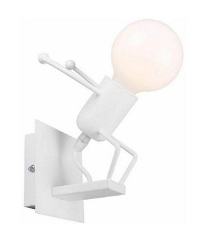 Applique Da Parete Decorativo Forma Omino Che Salta In Metallo Attacco E27 Aq50         