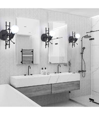 Applique Da Parete Decorativo Forma Omino Sulla Scala In Metallo Attacco E27 Aq49  Nero       