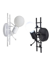 Applique Da Parete Decorativo Forma Omino Sulla Scala In Metallo Attacco E27 Aq49         