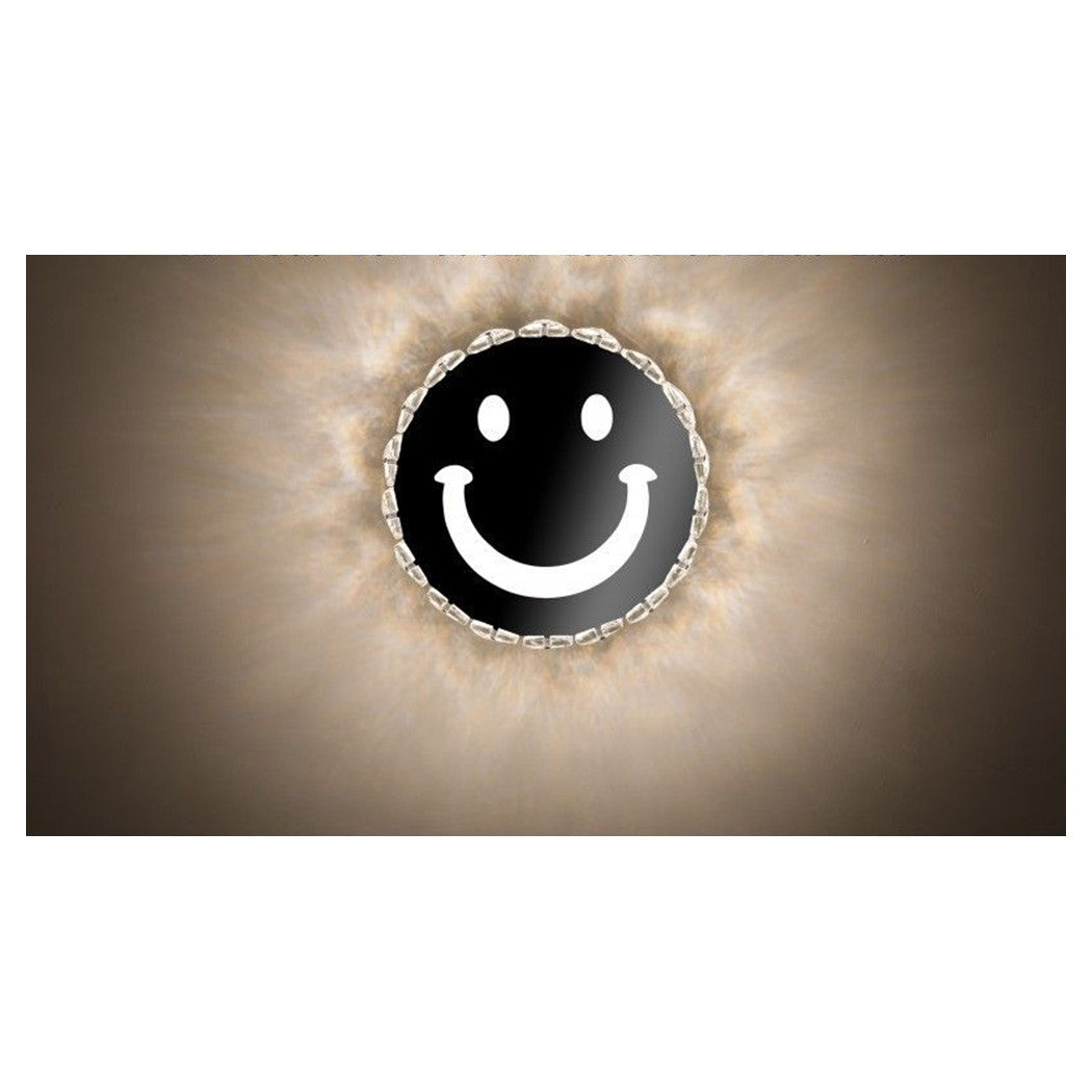 Trade Shop - Applique Da Parete In Cristallo Led 15w Tondo Con Faccina Lampada Luce Naturale 01696         