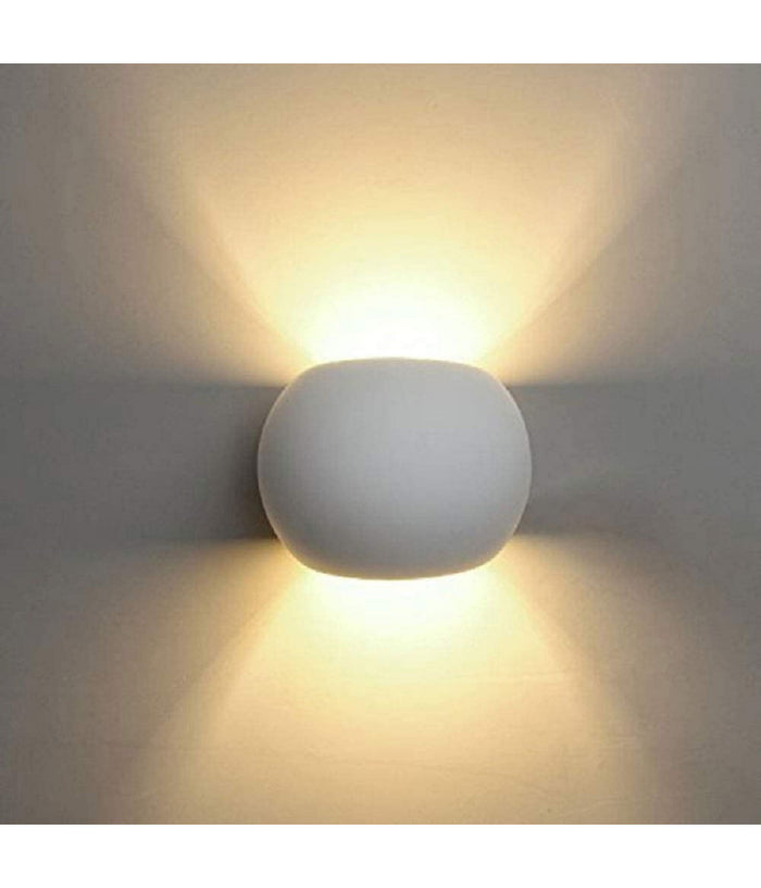 Applique Da Parete In Gesso Tondo Up E Down Lampada Attacco G9 Verniciabile E07         